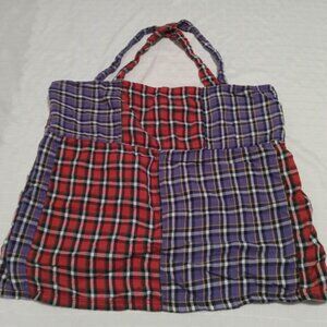 Handmade open-back brushed cotton plaid camisole with butterfly buttons